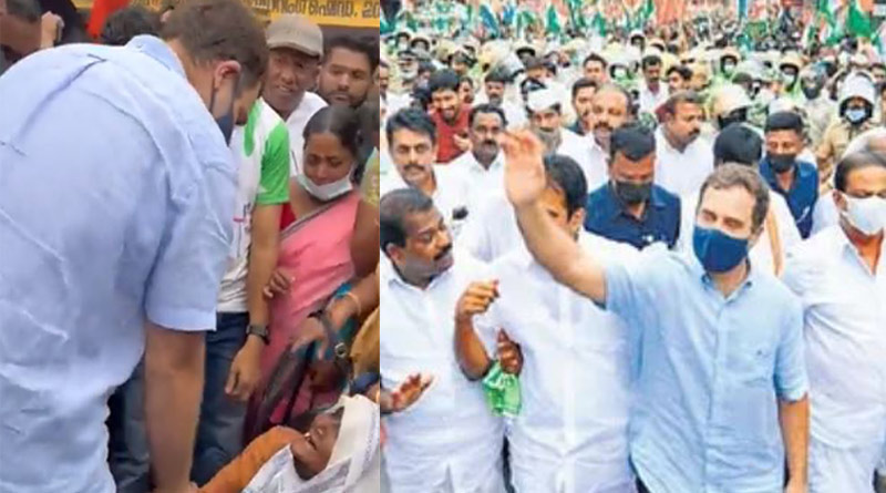 Rahul Gandhi meets Kerala woman। Sangbad Pratidin