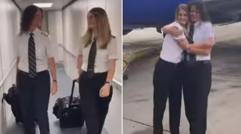 A woman and her daughter pilot first flight together, video goes viral। Sangbad Pratidin