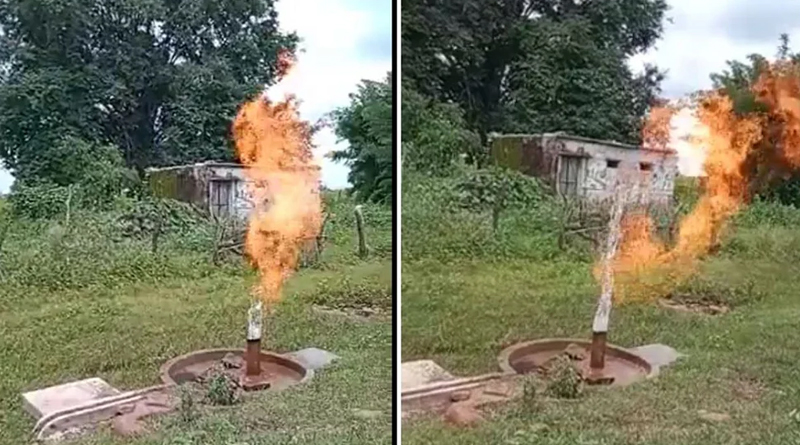 Water and fire coming out of hand pump in Madhya Pradesh | Sangbad Pratidin