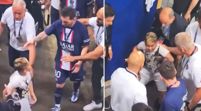 Lionel Messi Steps In As Guards Try To Take little Fan Away, video went viral | Sangbad Pratidin