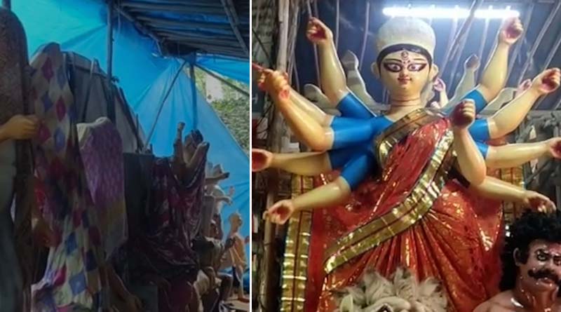 Heavy rain is causing trouble in Durga Puja preparation in Delhi | Sangbad Pratidin