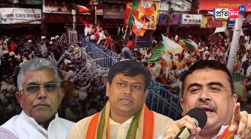 BJP Nabanna rally: Suvendu Adhikari detained, Dilip Ghosh at Howrah Bridge, Sukanta fighting alone | Sangbad Pratidin