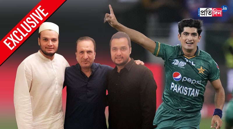 Coach Salman Qadir gives advice to Pakistan pacer Naseem Shah before India-Pakistan match in Asia Cup
