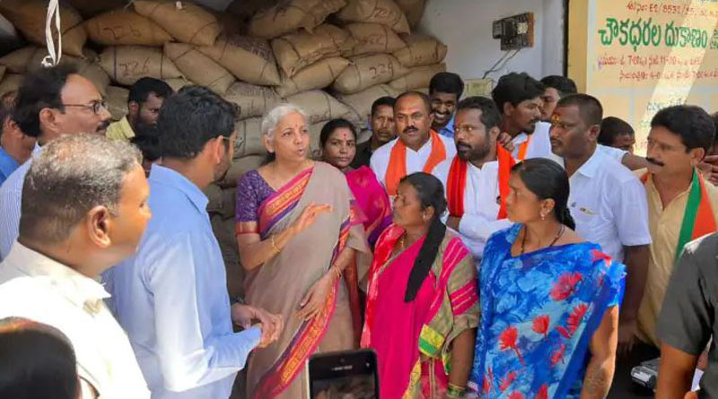 Nirmala Sitharaman pulls up Telangana collector over 'missing' Modi photo at PDS shops। Sangbad Pratidin