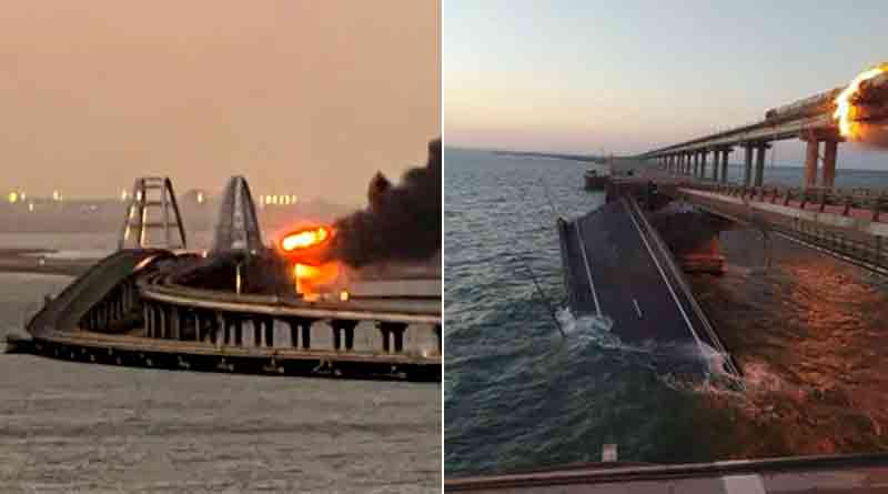 Huge Explosion On Only Bridge which Linking Crimea To Russia mainland | Sangbad Pratidin