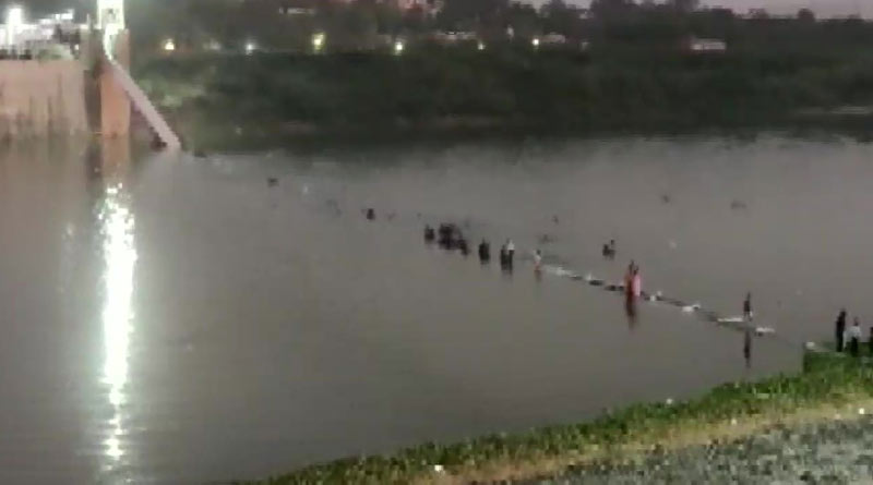 32 Died after a Cable bridge collapsed in Machchhu river of Gujarat | Sangbad Pratidin