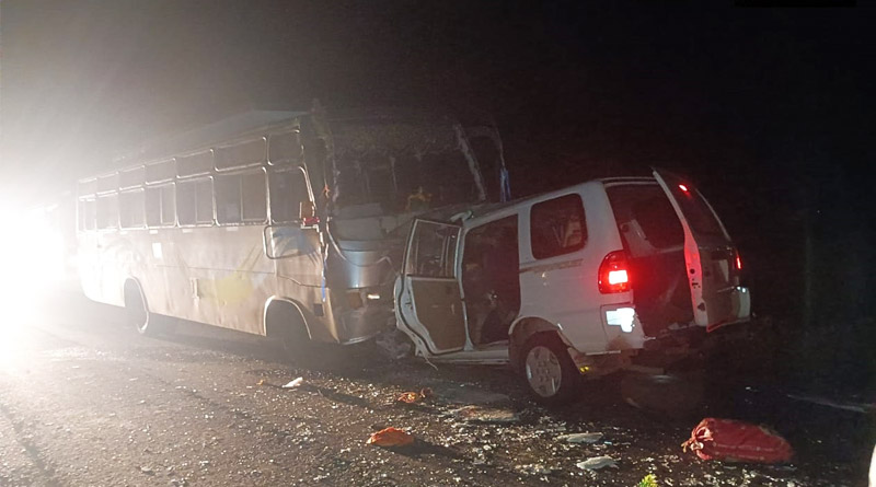 Madhya Pradesh: 11 people died in a bus accident which collided with a car near Jhallar | Sangbad Pratidin