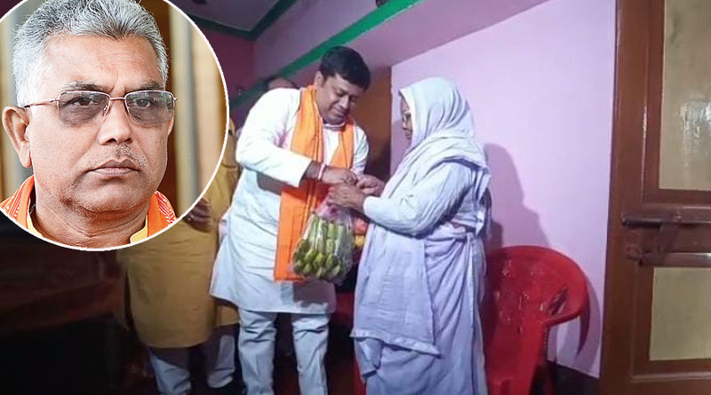 BJP State president Sukanta Majumdar visits Dilip Ghosh house | Sangbad Pratidin