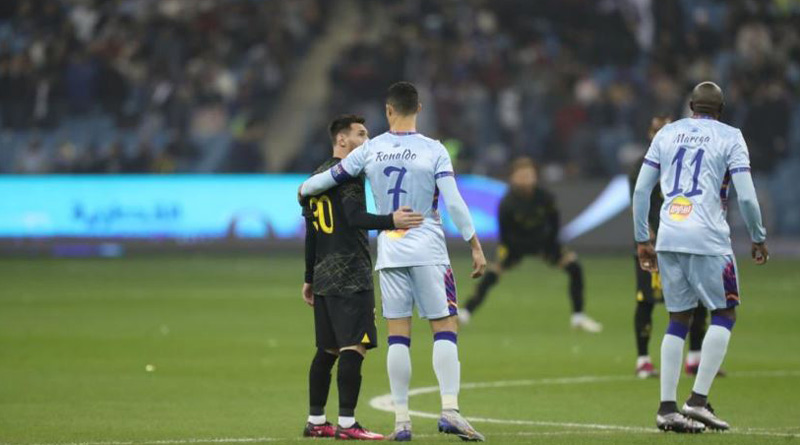 Ronaldo shares epic Messi moment from PSG vs Saudi All-Star XI match। Sangbad Pratidin