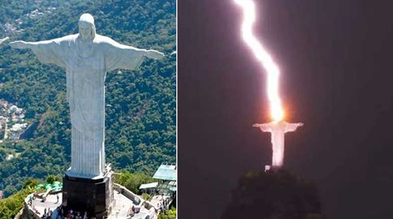 Lightning struck Brazil's Christ the redeemer statue, image viral | Sangbad Pratidin