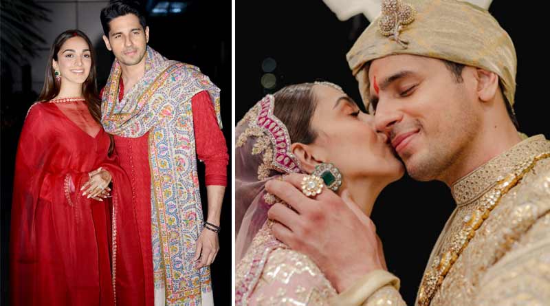 Newlywed Siddharth Malhotra and Kiara Advani distributes sweet at Delhi airport । Sangbad Pratidin