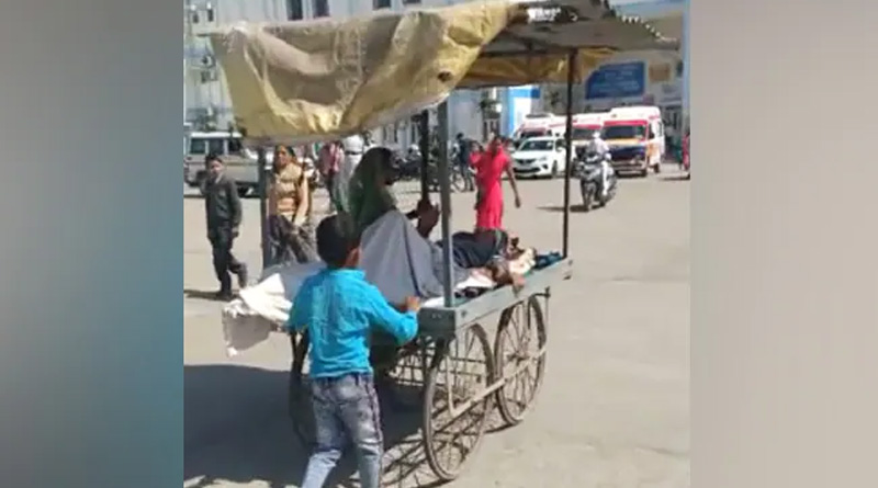 Viral Video of a Little Boy who Takes Father To Hospital In Wooden Pushcart | Sangbad Pratidin