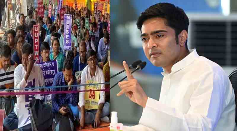 Police requests DA protestors to vacate ground before Abhishek Banerjee's meeting | Sangbad Pratidin