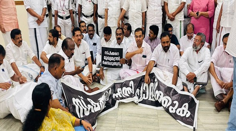 Chaotic scenes played out at Kerala Assembly today during a protest by Opposition MLAs | Sangbad Pratidin