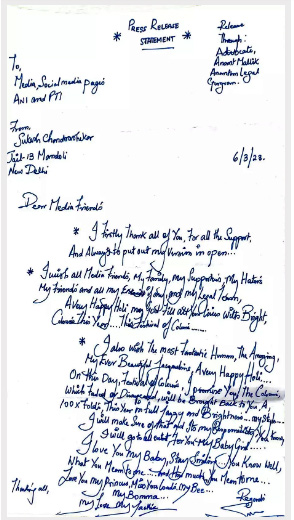 Sukesh-Letter