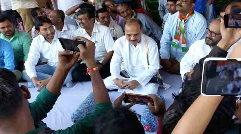 Lakshmir Bhandar scheme stopped in Sagardighi, Adhir Chowdhury starts dharna | Sangbad Pratidin