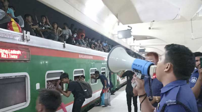Passengers ride on the top of the trains to return home on Eid in Bangladesh | Sangbad Pratidin