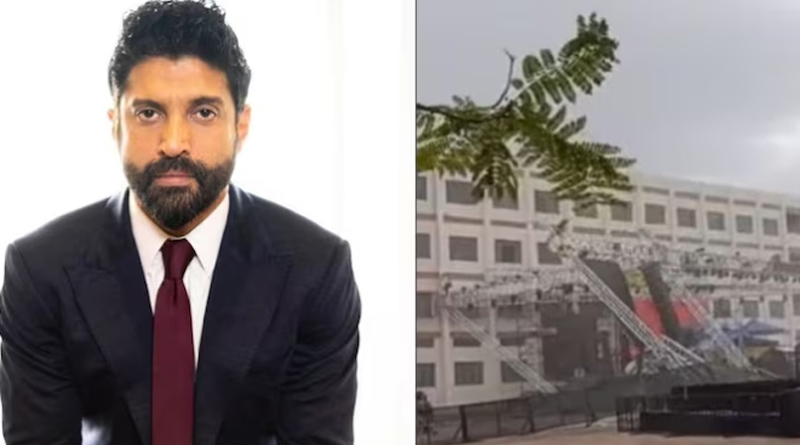 Farhan Akhtar’s concert stage collapses due to dust storm। Sangbad Pratidin
