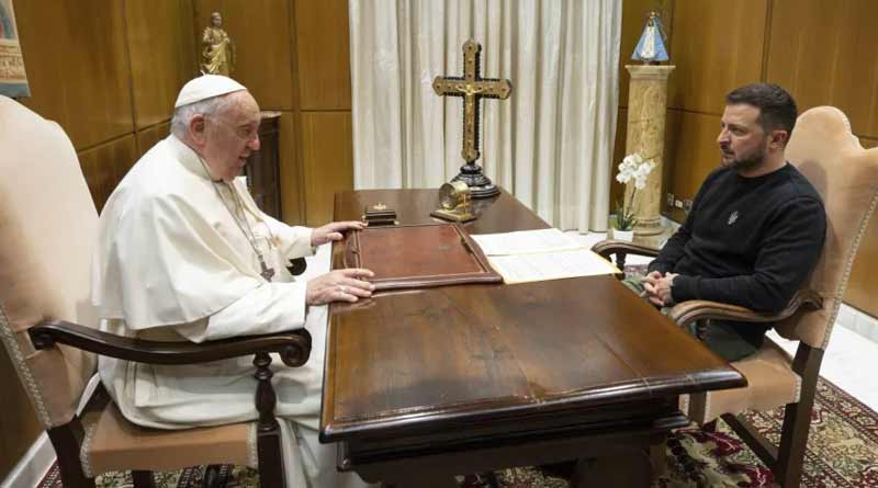 Pope Francis met Ukraine President Volodymyr Zelensky during President's visit to Vatican City, calls for peace | Sangbad Pratidin