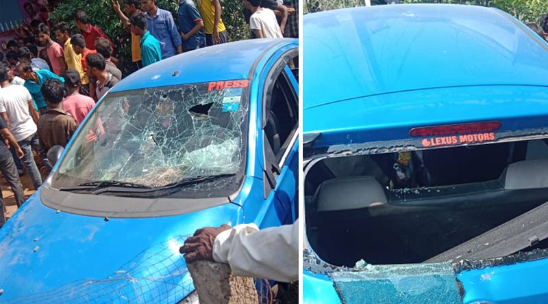 Road block in Saithia-Mallarpur after a person died in accident by a car with 'press' sticker | Sangbad Pratidin