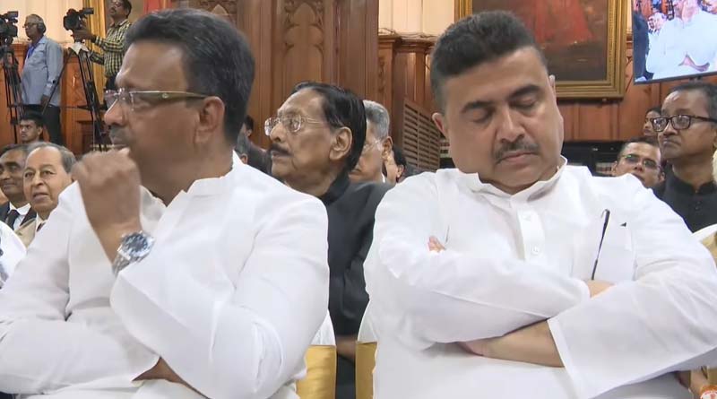 Suvendu Adhikari dozes off at swearing-in ceremony of Calcutta HC chief justice | Sangbad Pratidin