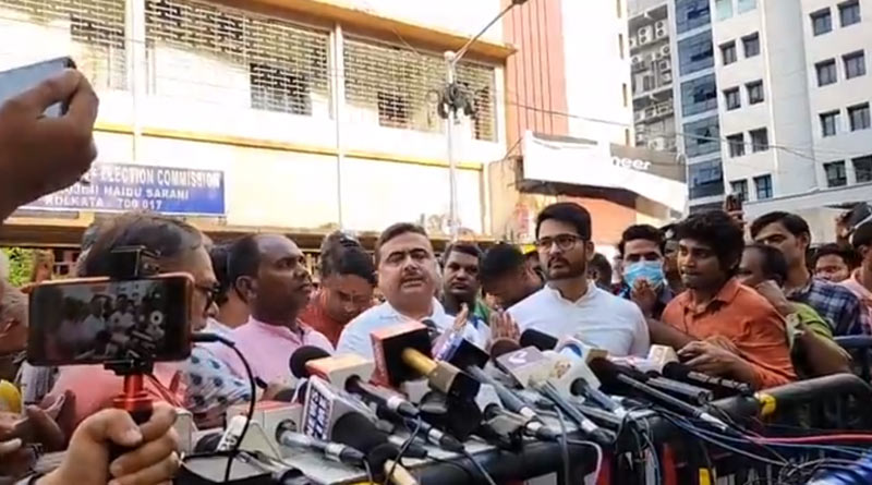 WB Panchayat Election: BJP leader Sukanta Majumder and Suvendu Adhikari in EC office over nomination violence | Sangbad Pratidin