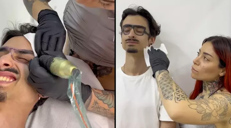 People shocked after a man appears to get glasses tattooed onto his face | Sangbad Pratidin