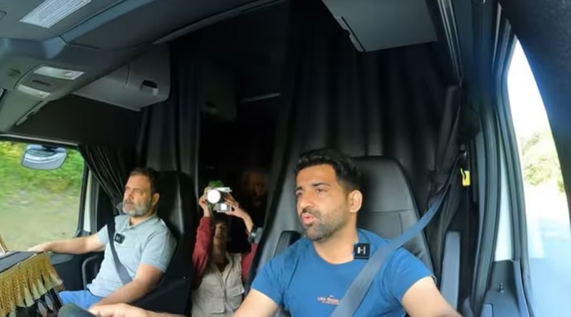 Rahul Gandhi enjoys truck ride in USA, speaks on troubles on truck drivers | Sangbad Pratidin