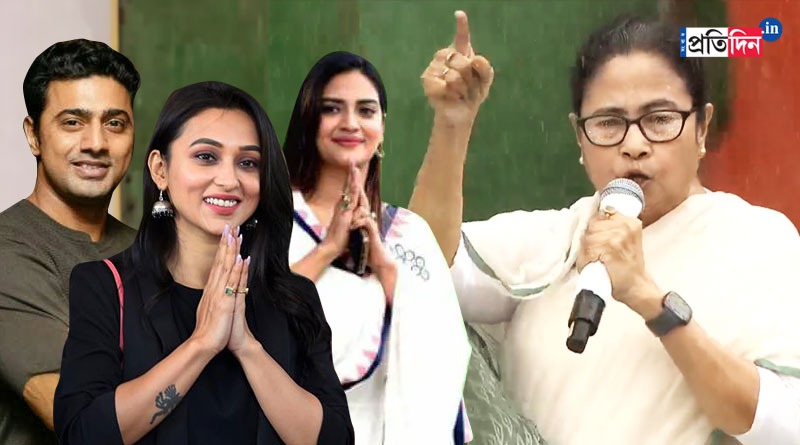 TMC Shahid Diwas: Tollywood star brigade Dev, Mimi, Nusrat at TMC 21 July meeting | Sangbad Pratidin