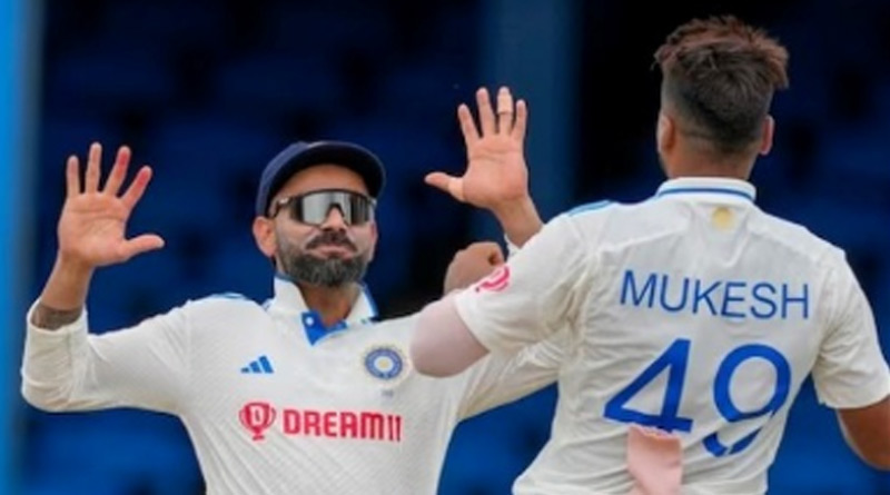India vs West Indies: Mukesh Kumar picked up his maiden test wicket। Sangbad Pratidin