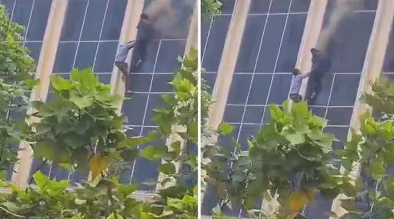 Now Massive fire at Greater Noida Mall and people seen jumping off building | Sangbad Pratidin