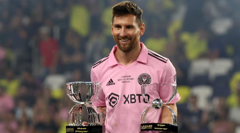 Lionel Messi shows class during Inter Miami trophy lift by handing over captains armband। Sangbad Pratidin