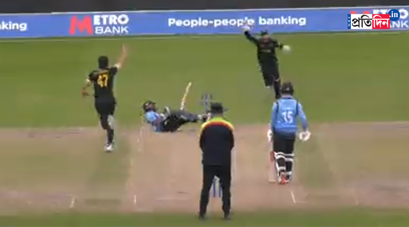 Young Indian batsman Prithvi Shaw encountered a bizzare dismissal during his debut for Northamptonshire । Sangbad Pratidin