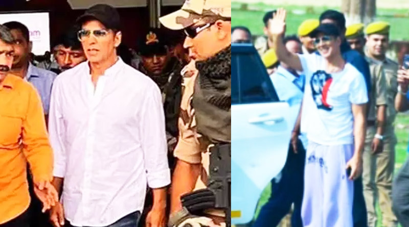 Akshay Kumar Arrives In Helicopter For Film Shoot In Uttar Pradesh | Sangbad Pratidin
