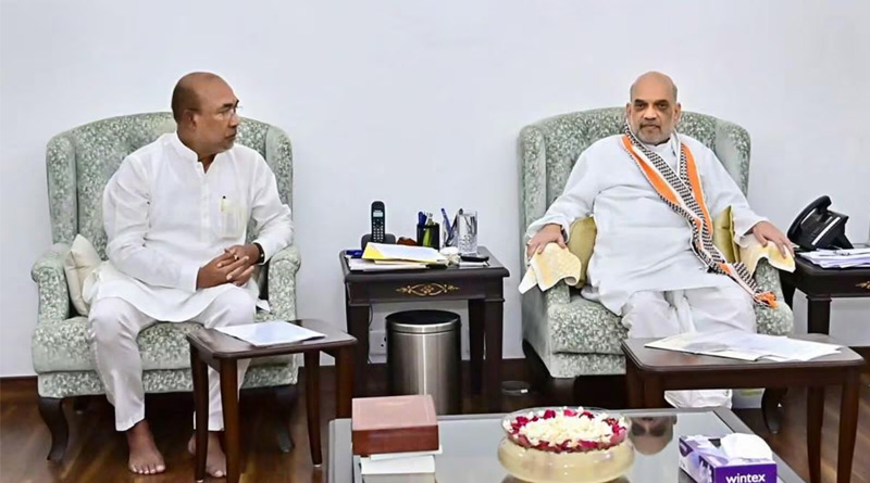Manipur CM N Biren Singh met Amit Shah to discuss situation | Sangbad Pratidin