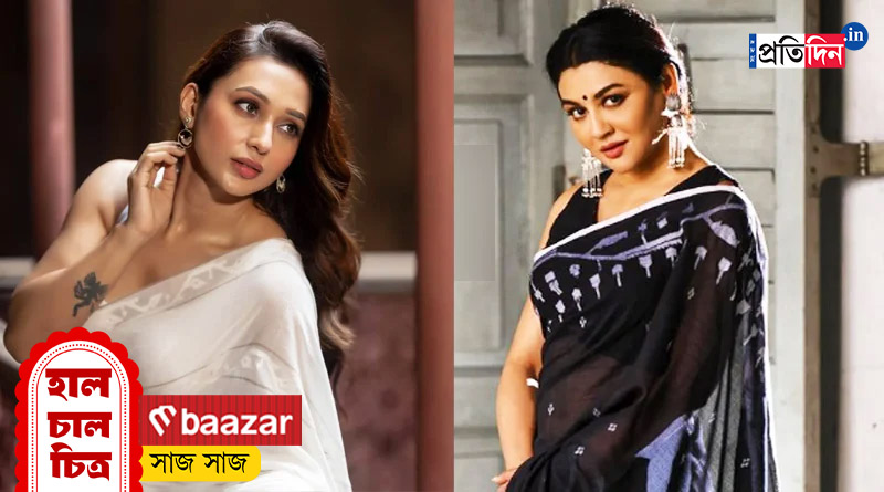 Durga Puja Fashion: Mimi Chakraborty, Jaya Ahsan's look in Dhakai Jamdani Saree | Sangbad Pratidin