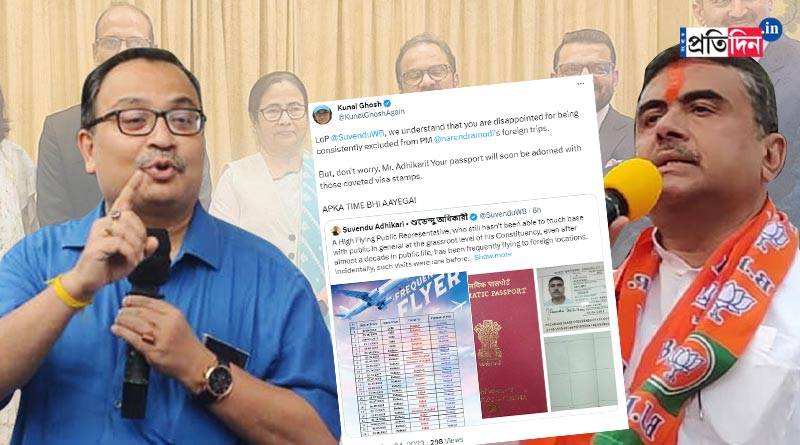 Kunal Ghosh and Suvendu Adhikari in verbal spat on foreign trip om Mamata Banerjee | Sangbad Pratidin