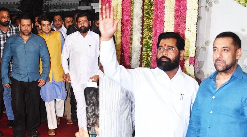 Salman Khan arrives with Eknath Shinde at Aayush-Arpita's Ganpati puja | Sangbad Pratidin