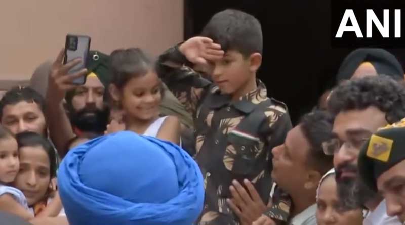Son salutes mortal remains of Colonel Manpreet Singh | Sangbad Pratidin