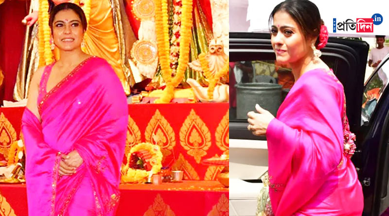 Durga Puja 2023: Actress Kajol arrives with son, accidentally slipped in Pandal | Sangbad Pratidin