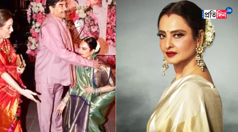 Rekha touches Shatrughan Sinha’s feet as they meet at a wedding | Sangbad Pratidin
