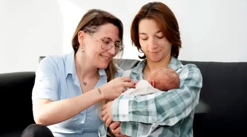 Lesbian couple became one of the first in the world to have a baby that they both carried | Sangbad Pratidin