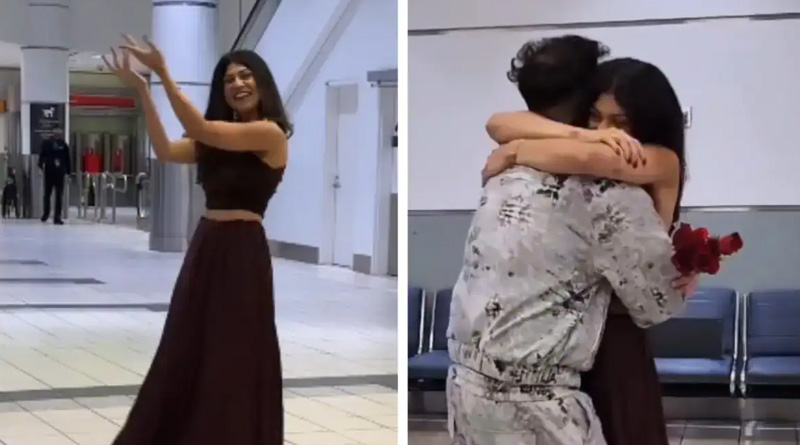 Woman Dances At Airport As She Meets Boyfriend After 5 Year | Sangbad Pratidin