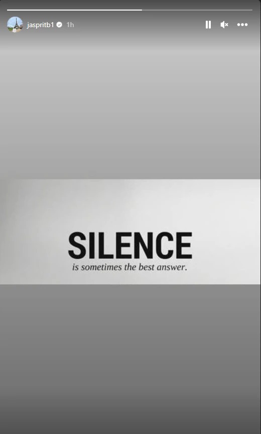 Jasprit Bumrah Instagram story 