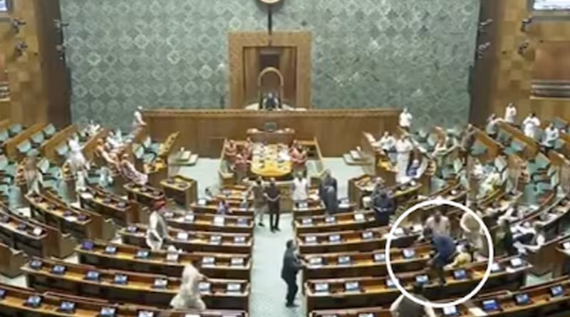 Security breach in Lok Sabha: Inside Lok Sabha 2 people jumped down from the gallery, nabbed। Sangbad Pratidin