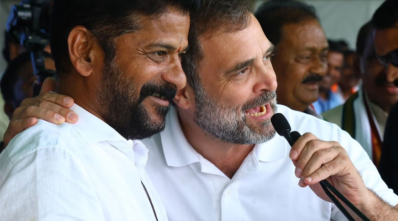 Revanth Reddy as Telangana Chief Minister, Rahul Gandhi | Sangbad Pratidin
