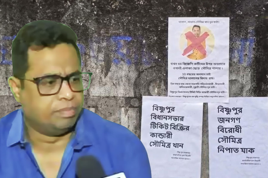 Posters against BJP MP Soumitra Khan in his parliamentary constituency | Sangbad Pratidin
