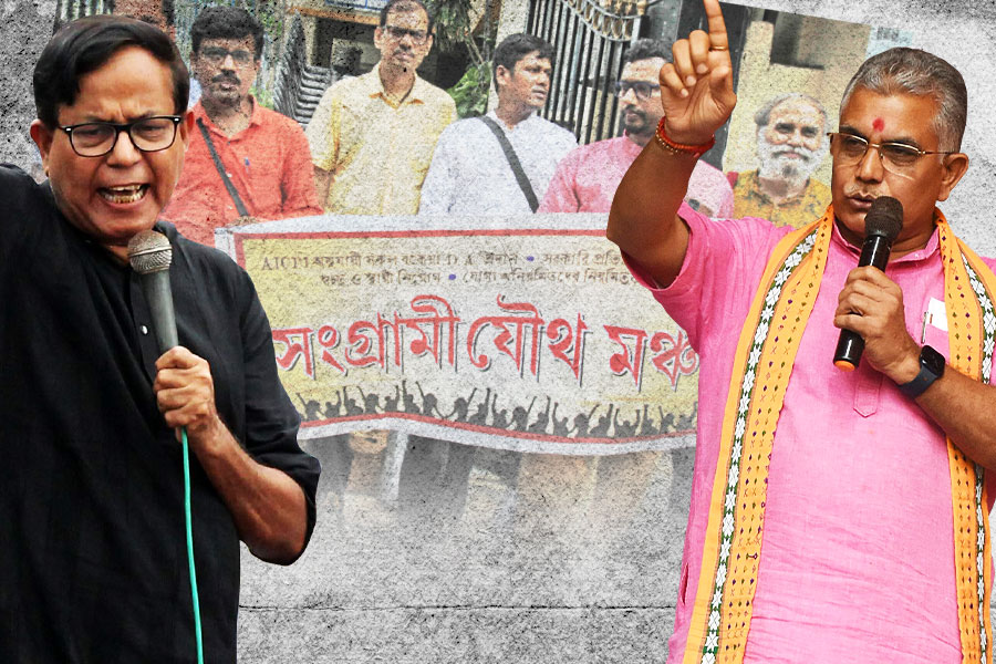 BJP and CPM leaders rally behind DA protesters of West Bengal | Sangbad Pratidin