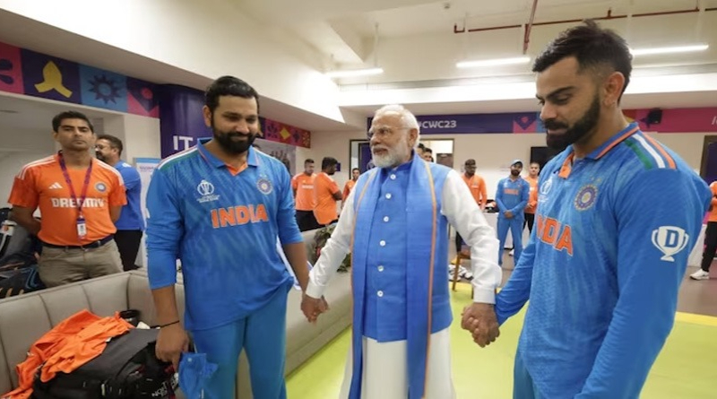 Gautam Gambhir reacts to Prime Minister Narendra Modi's Team India dressing room after defeat in the World Cup final। Sangbad Pratidin