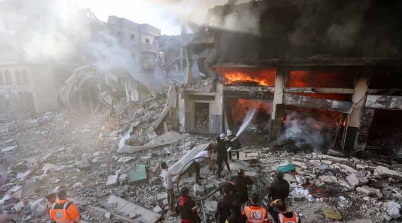 Israel bombs Gaza after Hamas's warning। Sangbad Pratidin